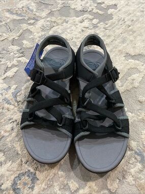 Viakix Sandals Womens Size 9 Black Strappy Hook Loop Walking Sport Comfort MINT